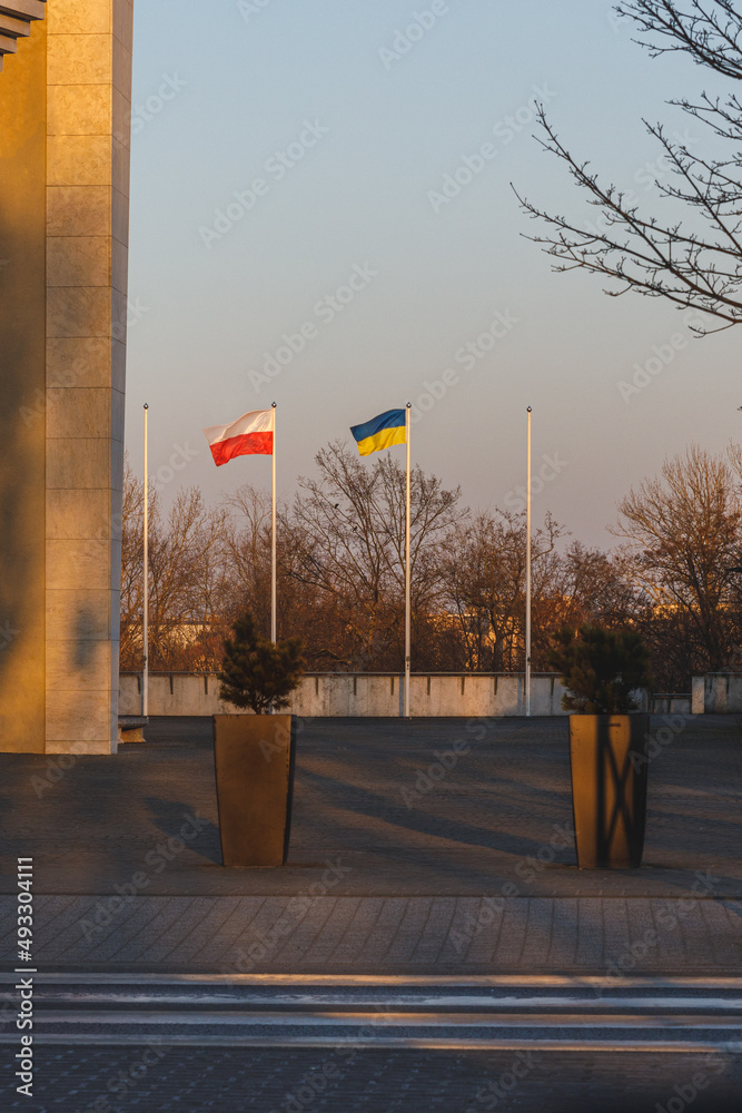 Flaga Polski i Ukrainy - obrazy, fototapety, plakaty 