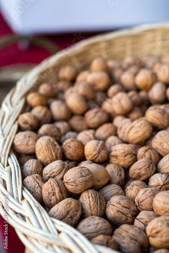 large basket of walnuts
