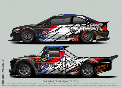 Race car wrap design vector for vehicle vinyl sticker and automotive decal livery  © talentelfino