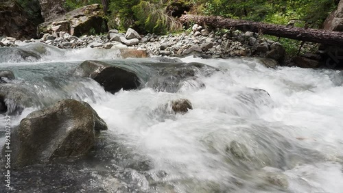 Beautiful freshwater mountain river of Berard near Vallorcine city in French Alps. photo