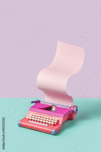 Pink vintage typewriter