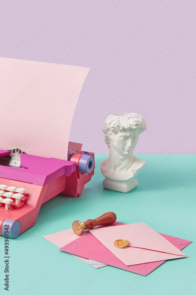 Vintage typewriter and David statue Stock Photo Adobe Stock