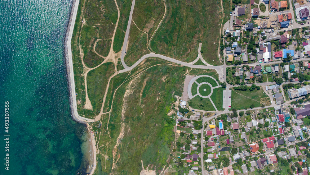 Fototapeta premium Beautiful coast of the Black Sea. Aerial view. Odessa. Ukraine.