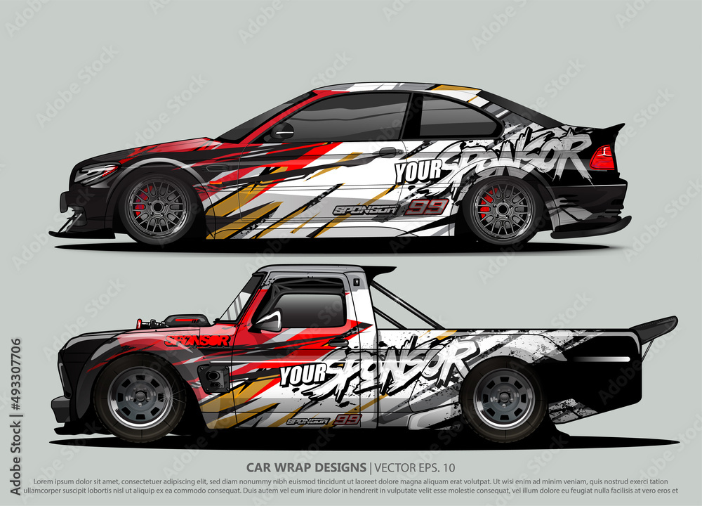 Race car wrap design vector for vehicle vinyl sticker and automotive decal livery
Race car wrap design vector for vehicle vinyl sticker and automotive decal livery