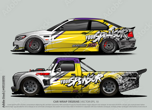 Race car wrap design vector for vehicle vinyl sticker and automotive decal livery 