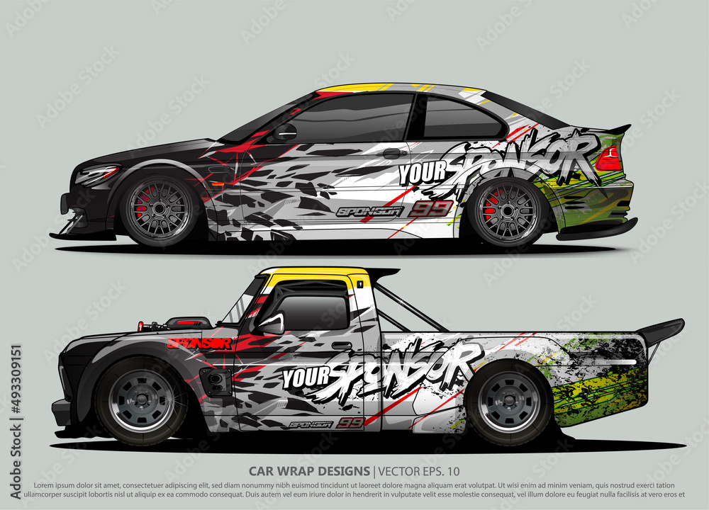 Race car wrap design vector for vehicle vinyl sticker and automotive decal livery
