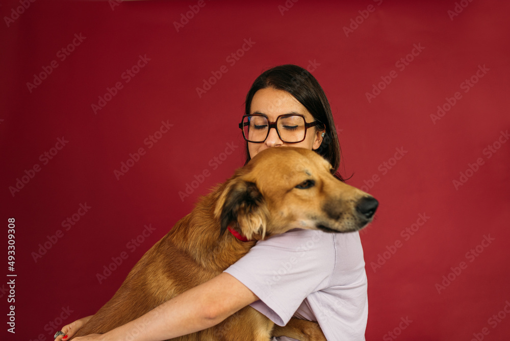 Hugging the dog Hugging the dog