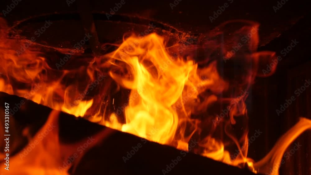 Super slow motion flames in the fireplace. Video HD Super slow motion flames in the fireplace. Video HD