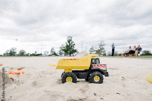 Toy truck in sand photo