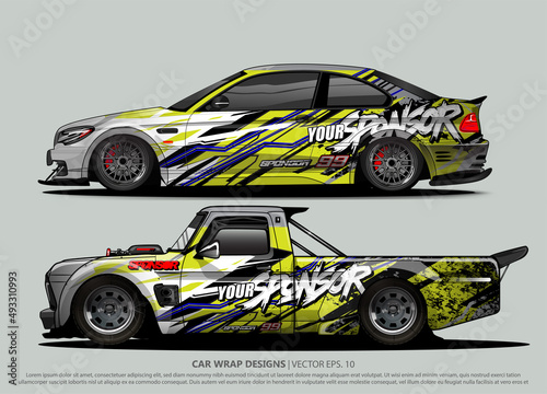 Race car wrap design vector for vehicle vinyl sticker and automotive decal livery 