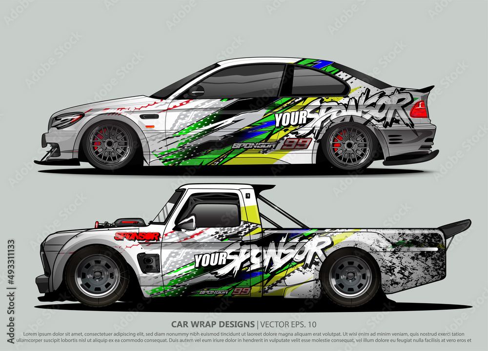 Race car wrap design vector for vehicle vinyl sticker and automotive decal livery
