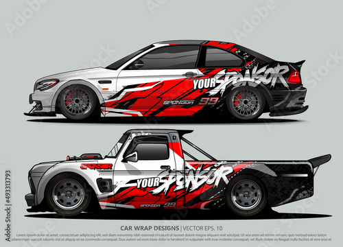 Race car wrap design vector for vehicle vinyl sticker and automotive decal livery 