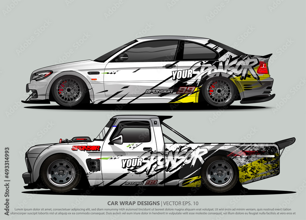 Race car wrap design vector for vehicle vinyl sticker and automotive decal livery
