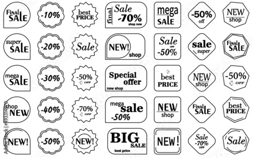 set of discount labels sale best offer vector stickers.