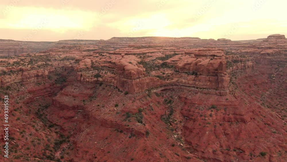 Valley of the Gods Cedar Mesa Sunset Aerial Shot Southwest Desert Canyon Utah USA Valley of the Gods Cedar Mesa Sunset Aerial Shot Southwest Desert Canyon Utah USA