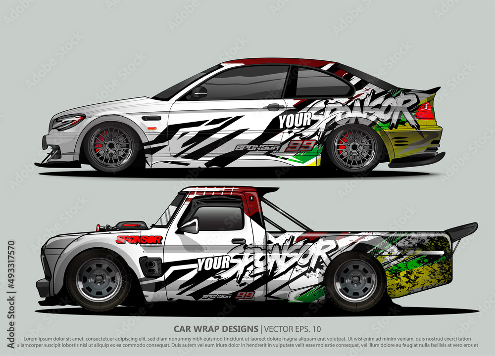 Race car wrap design vector for vehicle vinyl sticker and automotive decal livery
