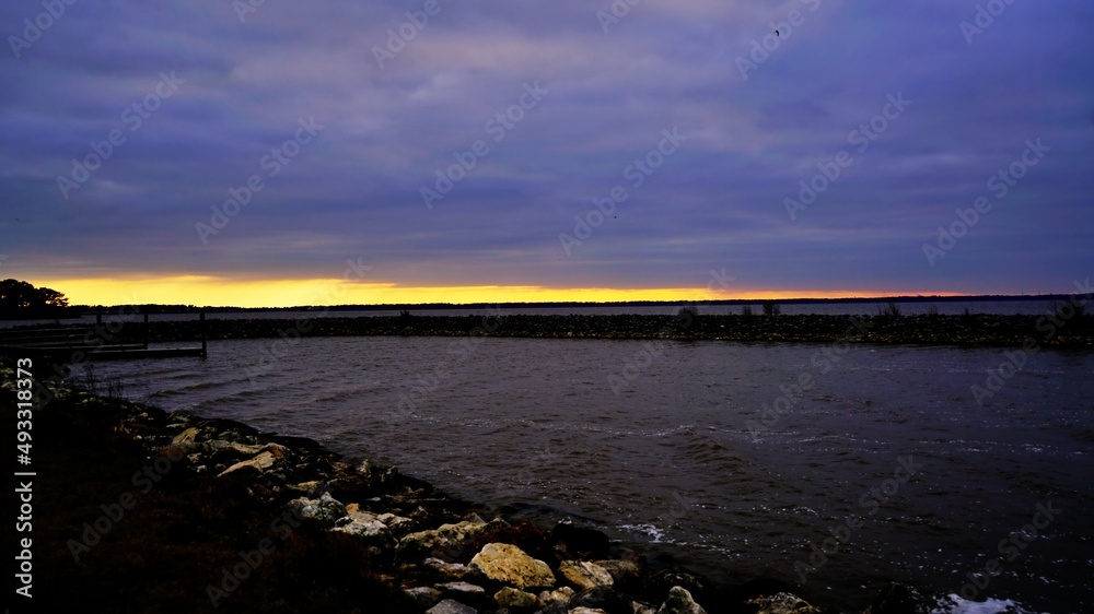 sunset over the river