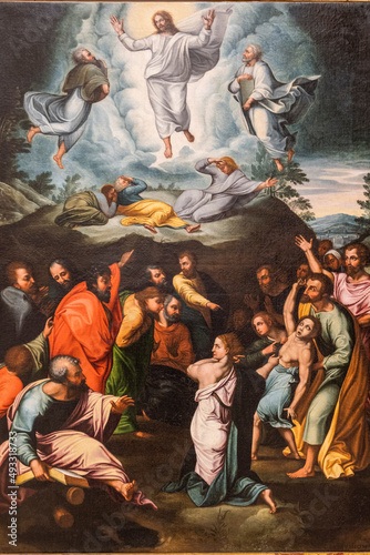 The Transfiguration, copy of Rafaello Sanzio, 1637,.oil on canvas, Gaspar Oms II, Can Puig, Palma, Mallorca, Balearic Islands, Spain