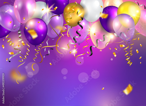 violet illustration with balloons