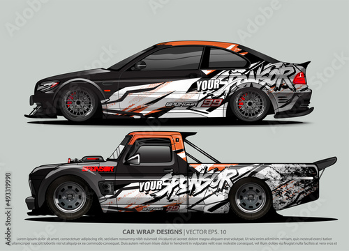 Race car wrap design vector for vehicle vinyl sticker and automotive decal livery 