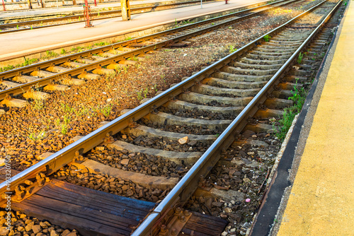 Rail traks at Bucharest North Train Station photo