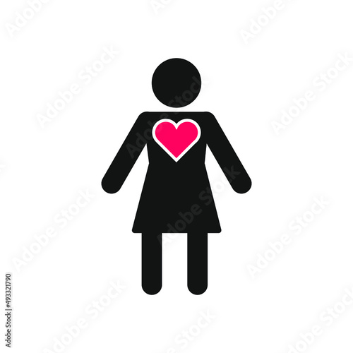 Female Girl Health Hygiene Care Medical Heart Icon Symbol Design Vector