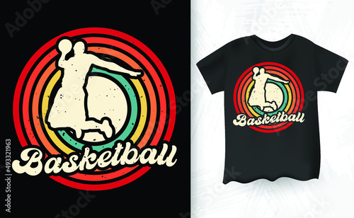 Basketball Player Funny Retro Vintage Distressed T-Shirt Design