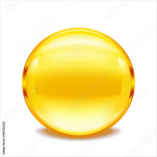 Isolated golden oil bubble. Collagen essence