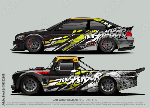 Race car wrap design vector for vehicle vinyl sticker and automotive decal livery 