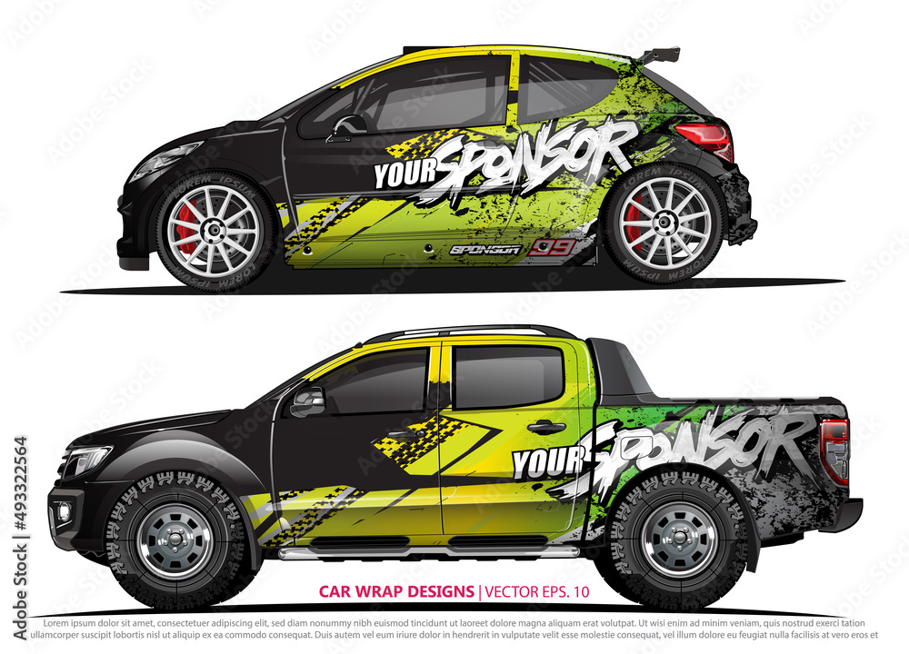 Race car wrap design vector for vehicle vinyl sticker and automotive decal livery
