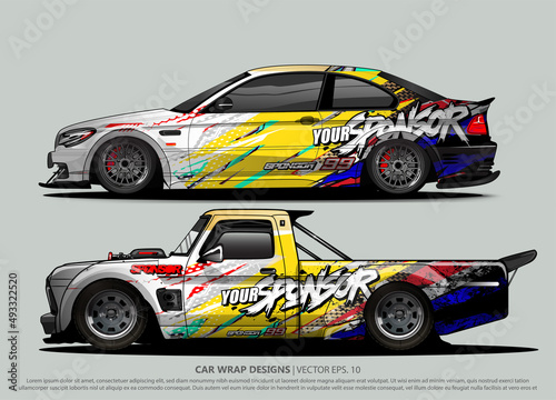 Race car wrap design vector for vehicle vinyl sticker and automotive decal livery 