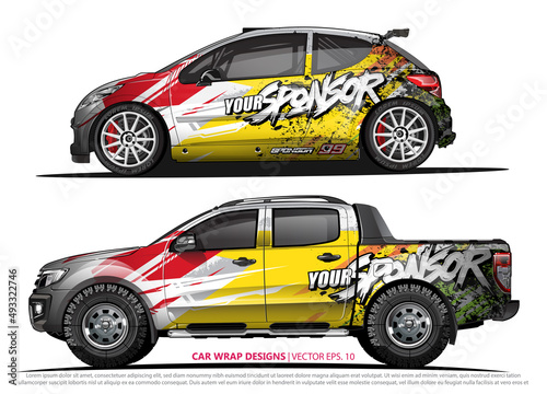 Race car wrap design vector for vehicle vinyl sticker and automotive decal livery 