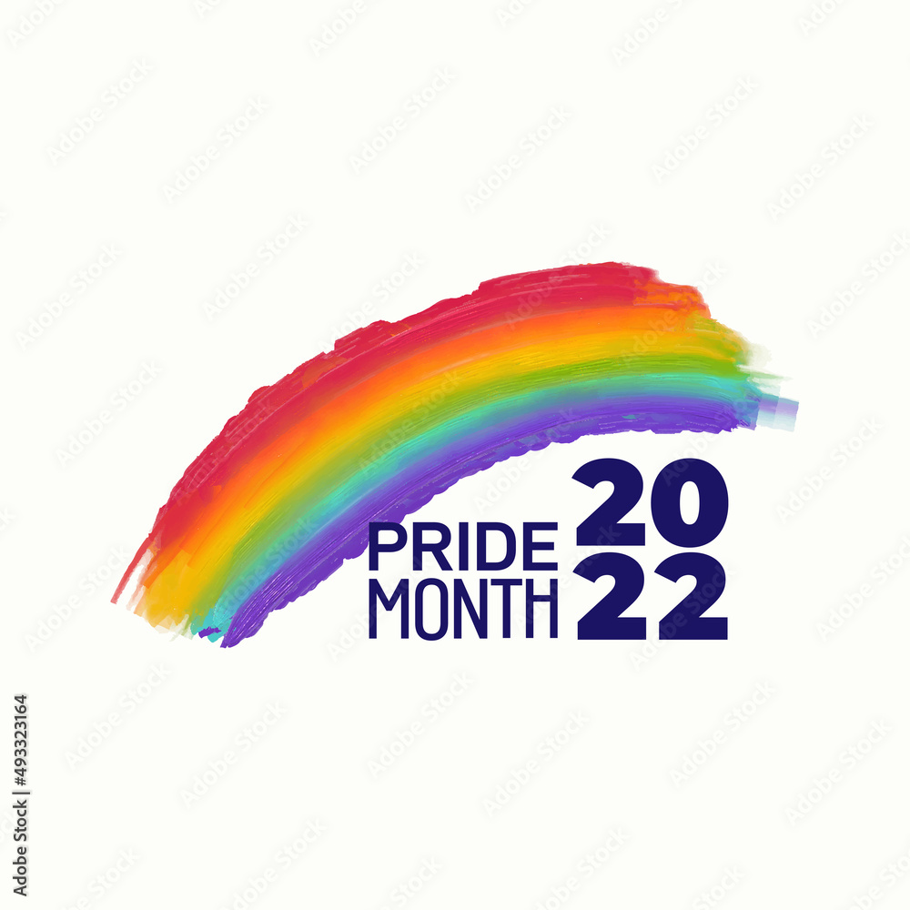 2022 Happy pride month brush stroke banner with pride color striped ...