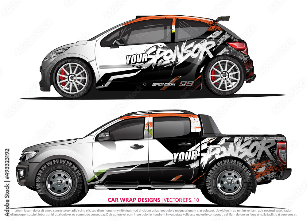 Race car wrap design vector for vehicle vinyl sticker and automotive decal livery
