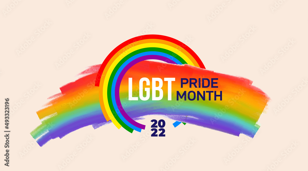 Pride banner with LGBT flag wave brush strokes. 2022 Pride month ...