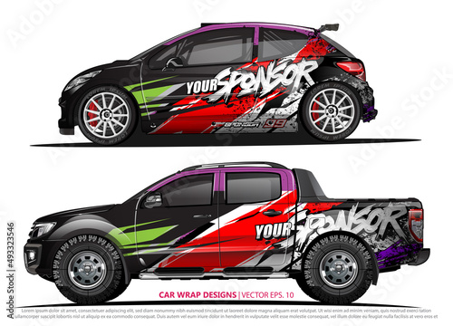 Race car wrap design vector for vehicle vinyl sticker and automotive decal livery 