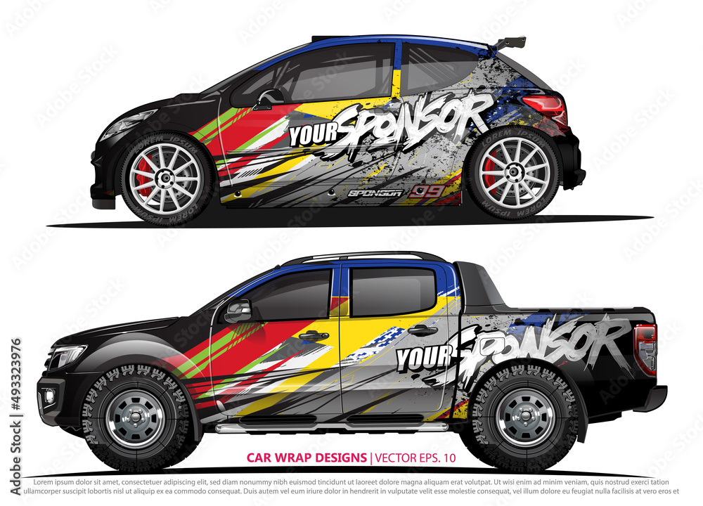 Race car wrap design vector for vehicle vinyl sticker and automotive decal livery
