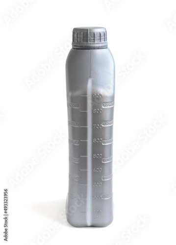 Grey plastic canister isolated on a white background. Oil tank isolated.A Container for oil