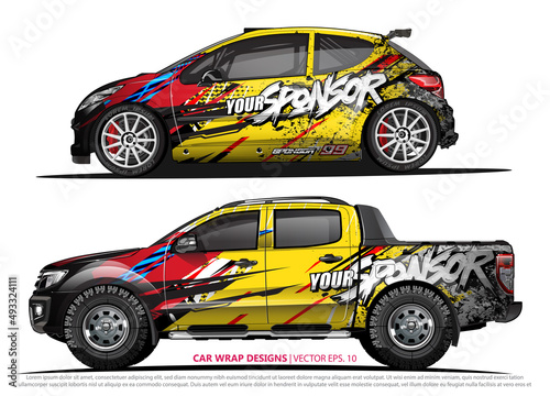 Race car wrap design vector for vehicle vinyl sticker and automotive decal livery 