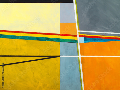 abstract painting with strips of color and linear form. photo