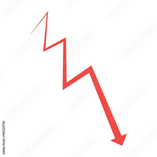 Descending financial graph arrow. Vector illustration. Negative stock market trend,Chart curves width perspective