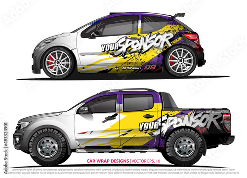 Race car wrap design vector for vehicle vinyl sticker and automotive decal livery 