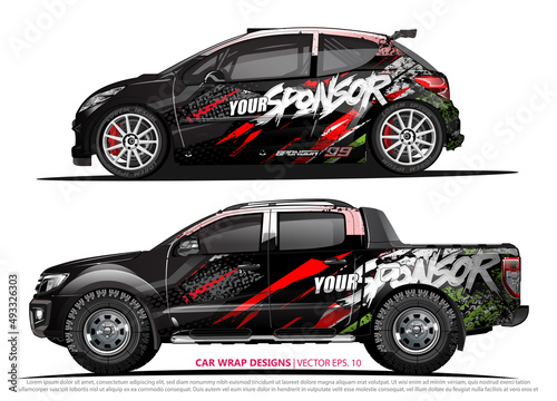 Race car wrap design vector for vehicle vinyl sticker and automotive decal livery 