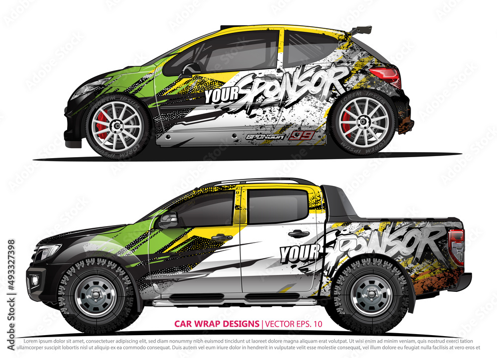 Race car wrap design vector for vehicle vinyl sticker and automotive decal livery
