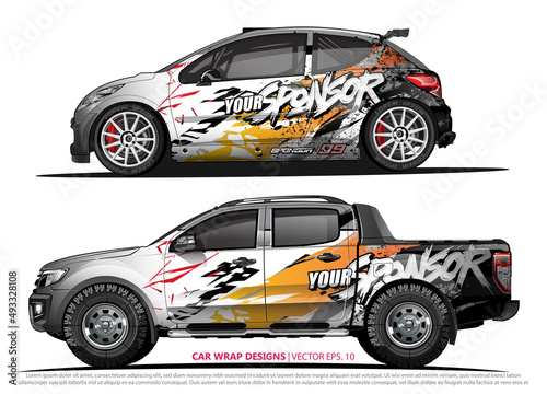 Race car wrap design vector for vehicle vinyl sticker and automotive decal livery 