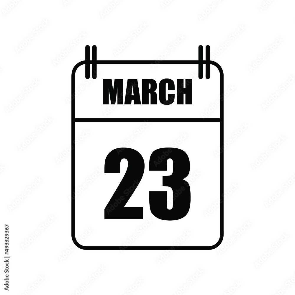 Outline 23 March Calendar Icon Vector Illustration . Date , Day Of Mouth Outline 23 March Calendar Icon Vector Illustration . Date , Day Of Mouth
