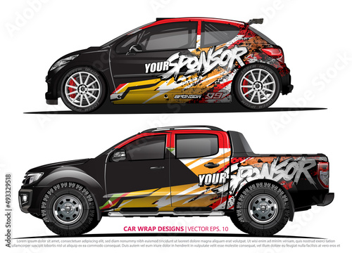 Race car wrap design vector for vehicle vinyl sticker and automotive decal livery
