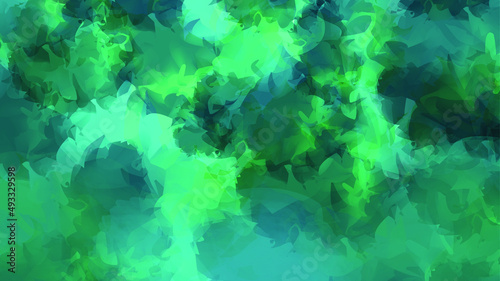Watercolor abstract background texture in turquoise blue and light green brush strokes