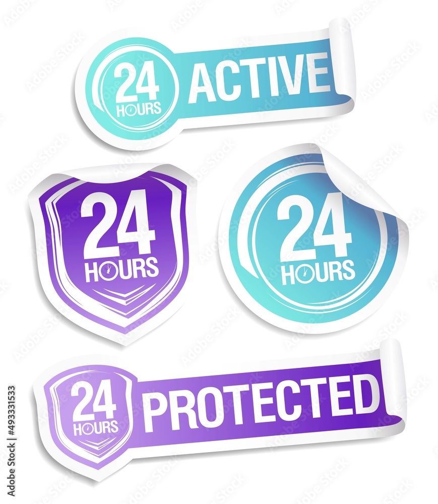 24 hours protected, active protection stickers 24 hours protected, active protection stickers