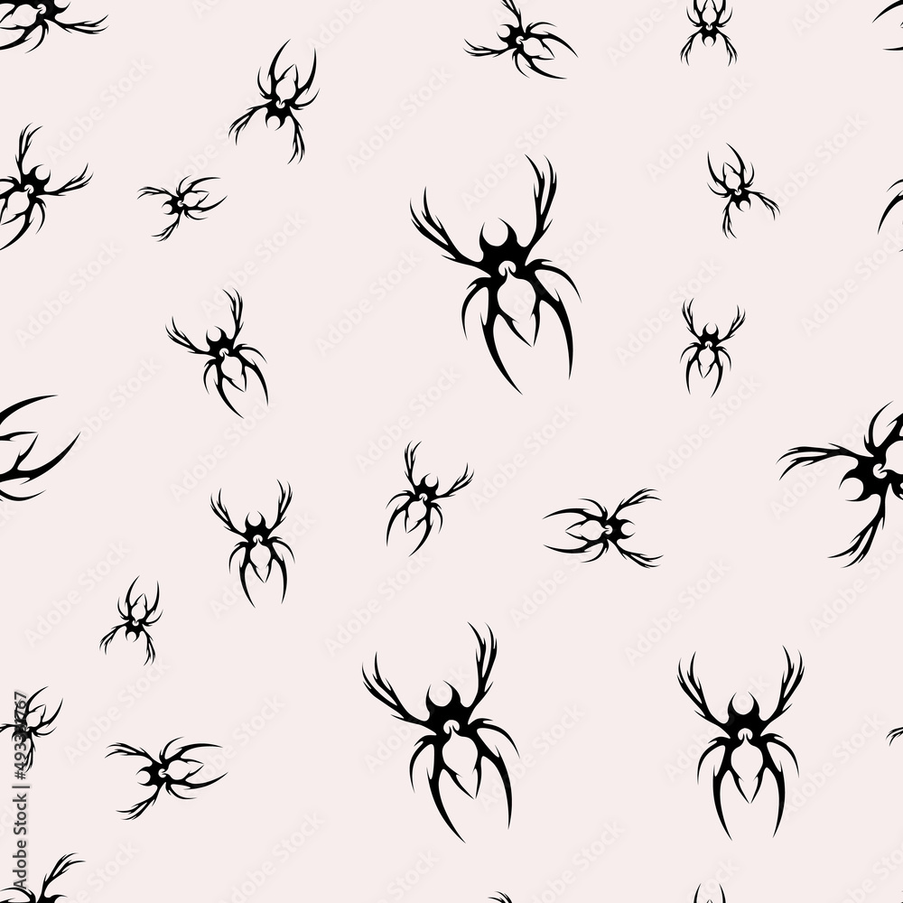 Abstract pattern tattoo spider sketch. Artistic death metal logo design. Random, chaotic black illustration in Metalcore style on a white background.